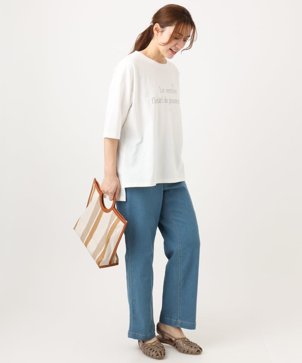 OLKED11049 eur3(エウルキューブ) 【WEB先行販売】【大きいサイズ】コットンロゴTシャツ ホワイト