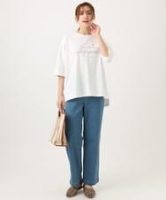 OLKED11049 eur3(エウルキューブ) 【WEB先行販売】【大きいサイズ】コットンロゴTシャツ ホワイト