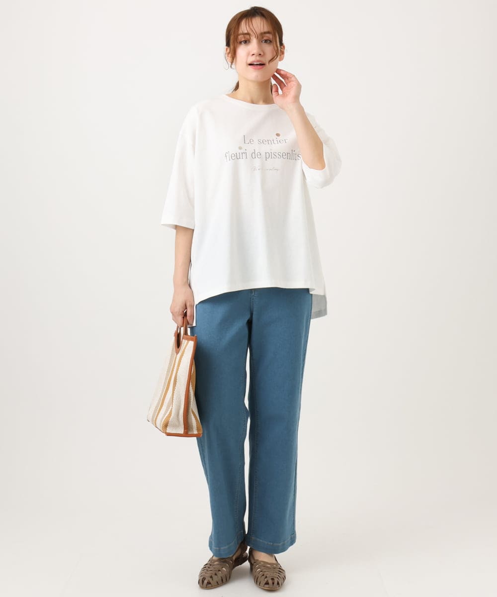 OLKED11049 eur3(エウルキューブ) 【WEB先行販売】【大きいサイズ】コットンロゴTシャツ ホワイト