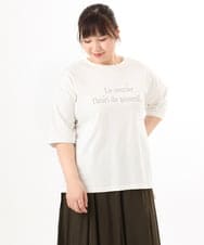 OLKED11049 eur3(エウルキューブ) 【WEB先行販売】【大きいサイズ】コットンロゴTシャツ ホワイト