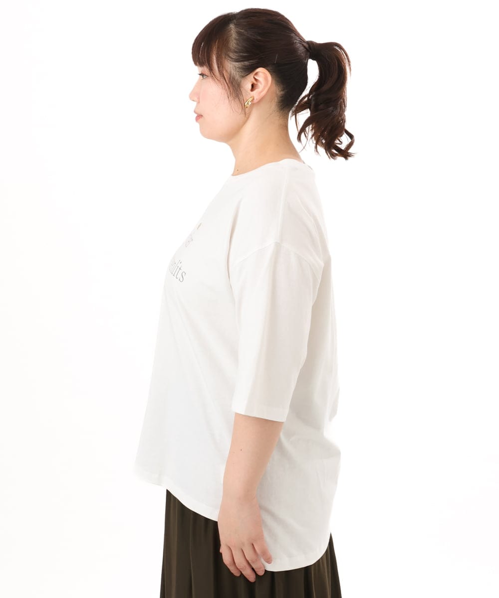 OLKED11049 eur3(エウルキューブ) 【WEB先行販売】【大きいサイズ】コットンロゴTシャツ ホワイト