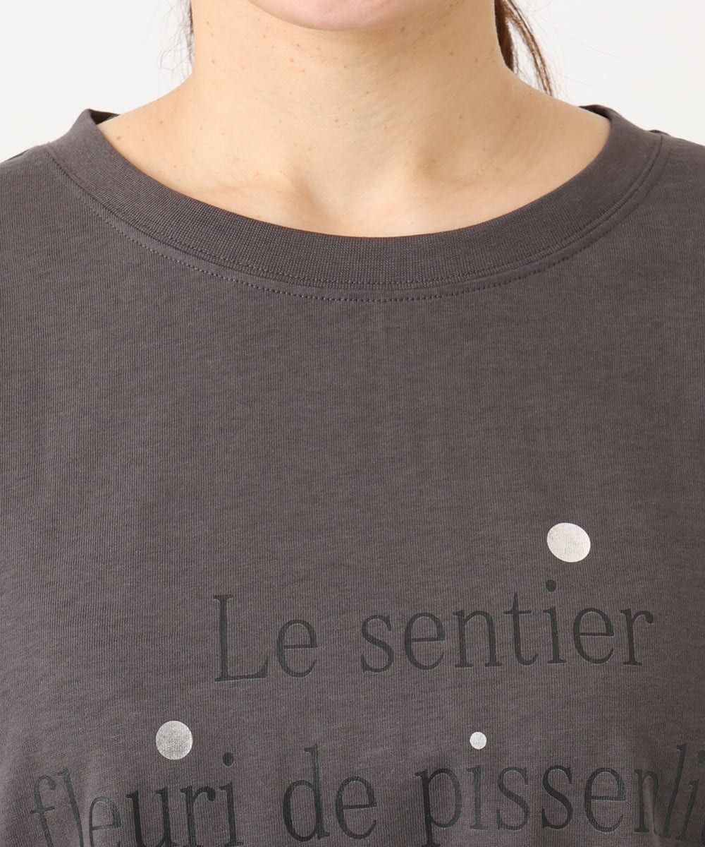 OLKED11049 eur3(エウルキューブ) 【WEB先行販売】【大きいサイズ】コットンロゴTシャツ ダークグレー