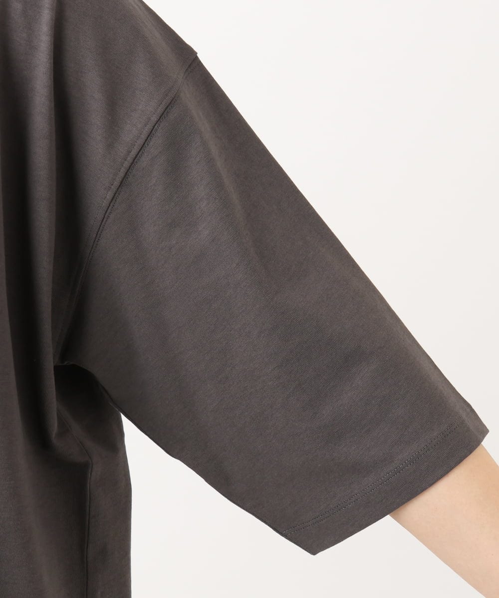 OLKED11049 eur3(エウルキューブ) 【WEB先行販売】【大きいサイズ】コットンロゴTシャツ ダークグレー