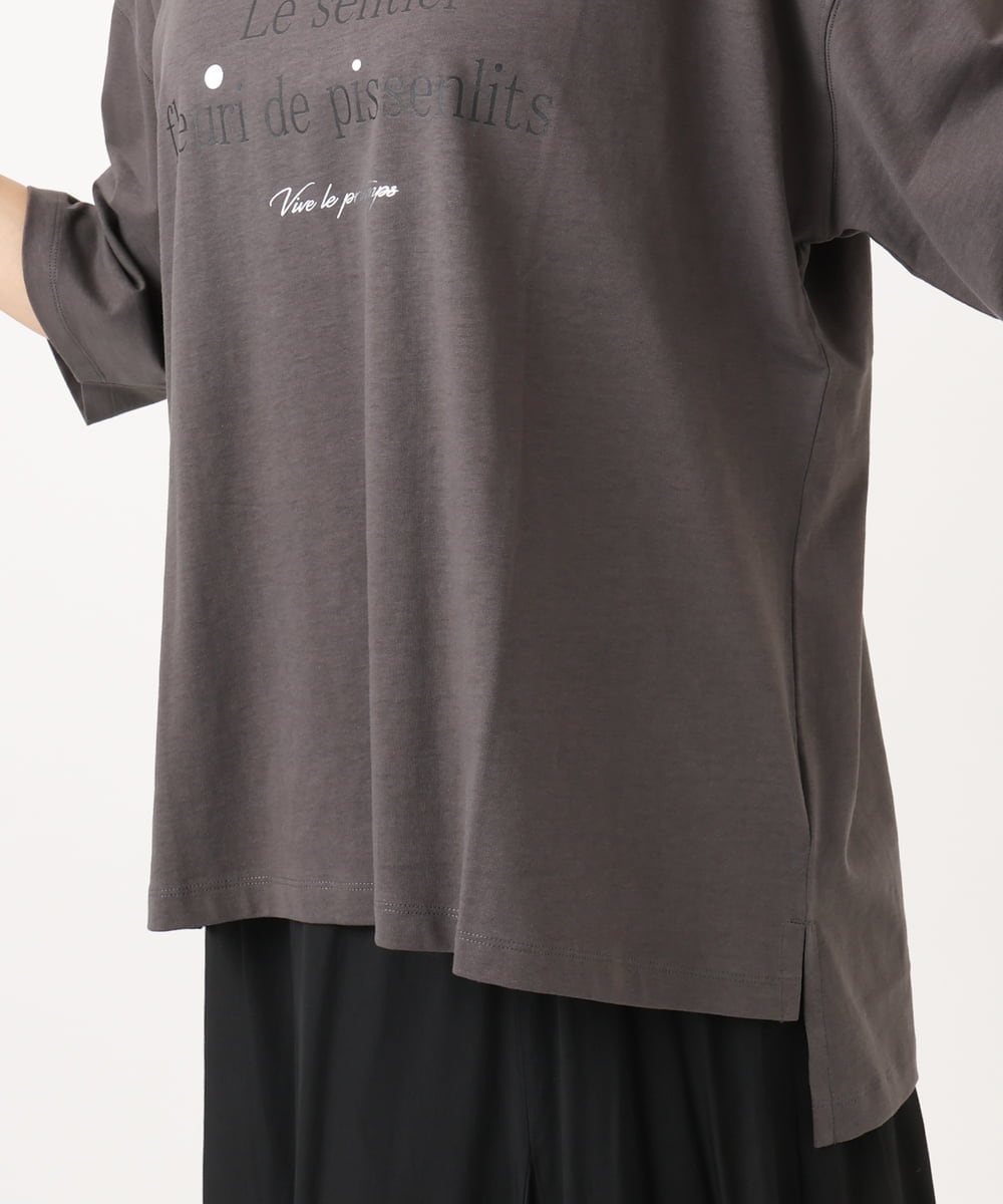 OLKED11049 eur3(エウルキューブ) 【WEB先行販売】【大きいサイズ】コットンロゴTシャツ ダークグレー