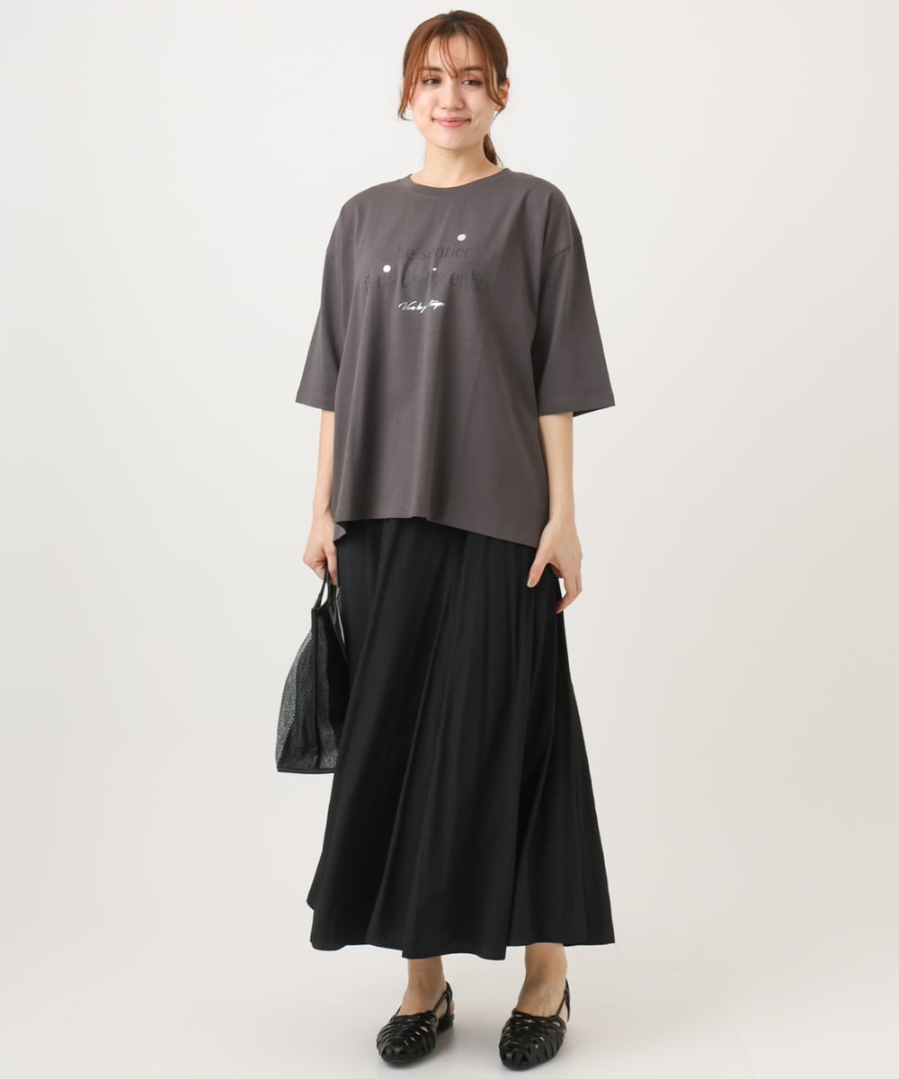 OLKED11049 eur3(エウルキューブ) 【WEB先行販売】【大きいサイズ】コットンロゴTシャツ ダークグレー