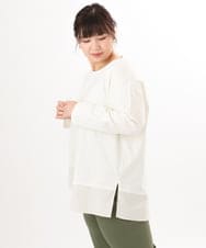 OLKED13089 eur3(エウルキューブ) 【大きいサイズ】裾ストライプカットソー アイボリー