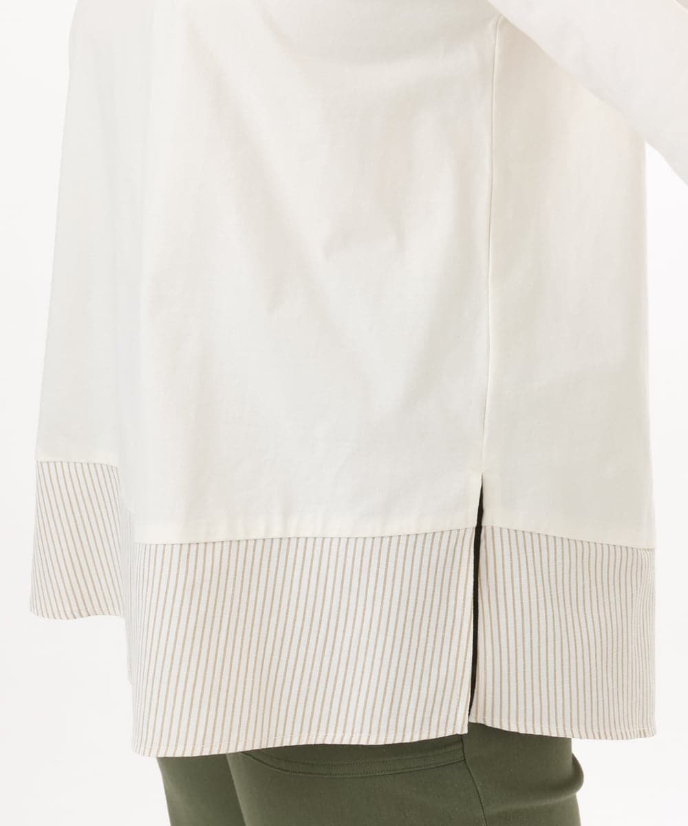 OLKED13089 eur3(エウルキューブ) 【大きいサイズ】裾ストライプカットソー アイボリー