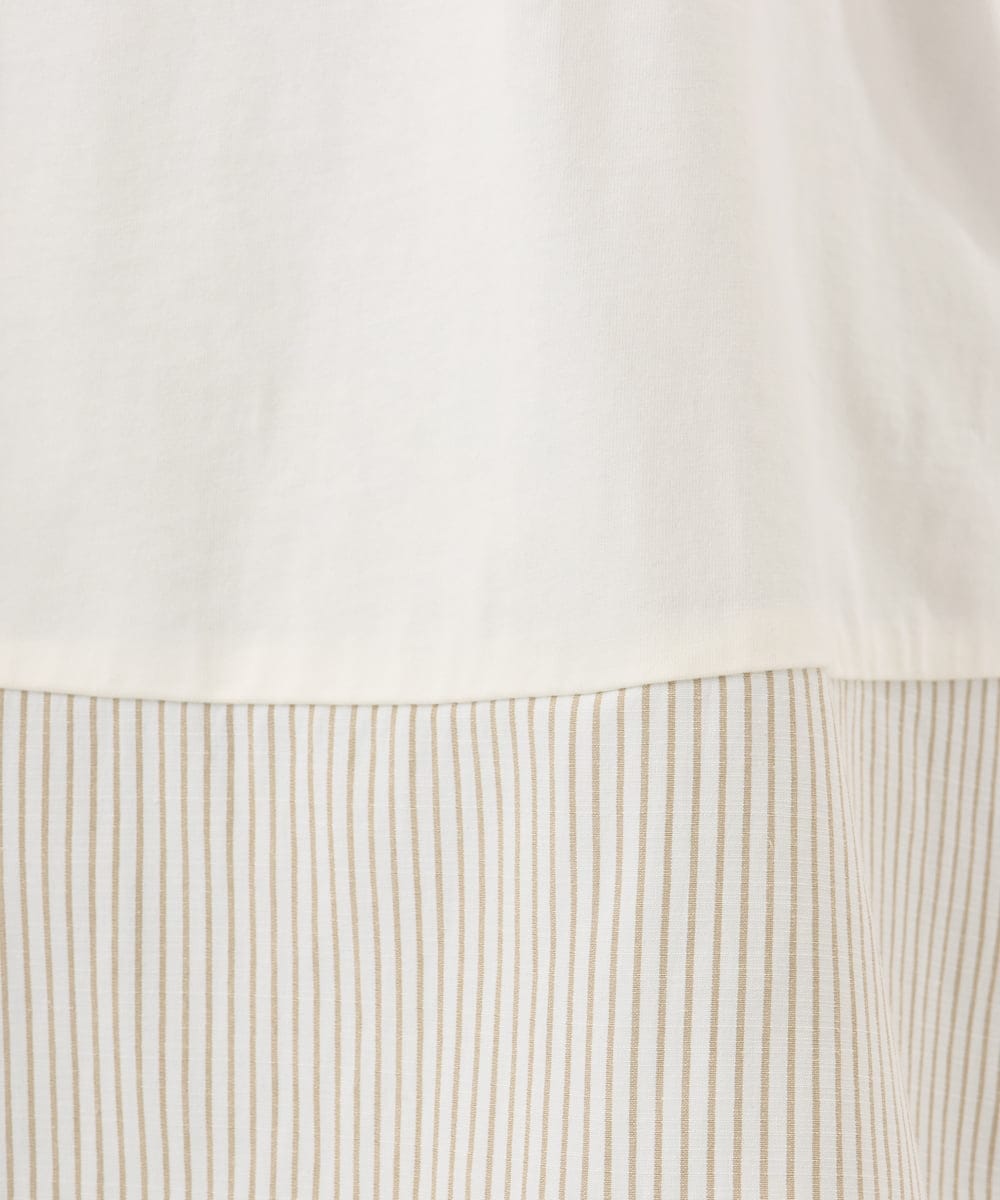OLKED13089 eur3(エウルキューブ) 【大きいサイズ】裾ストライプカットソー アイボリー