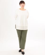 OLKED13089 eur3(エウルキューブ) 【大きいサイズ】裾ストライプカットソー アイボリー