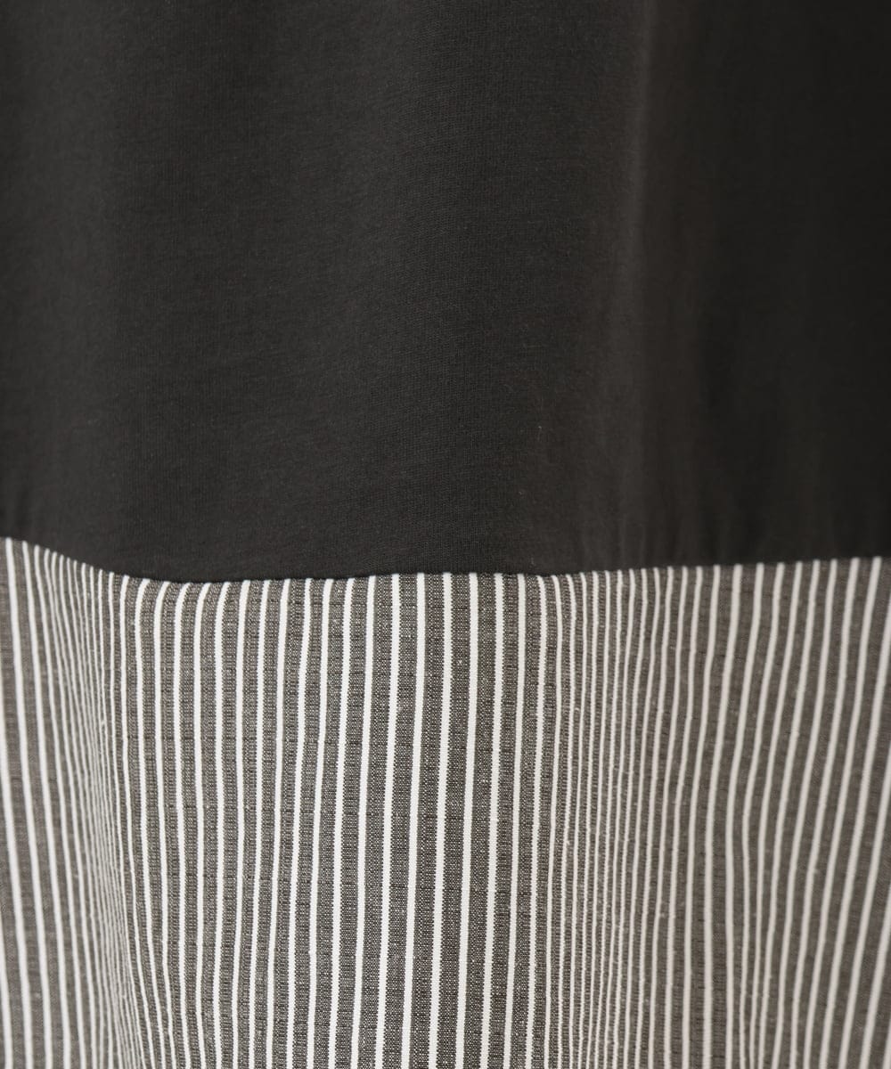 OLKED13089 eur3(エウルキューブ) 【大きいサイズ】裾ストライプカットソー ダークグレー