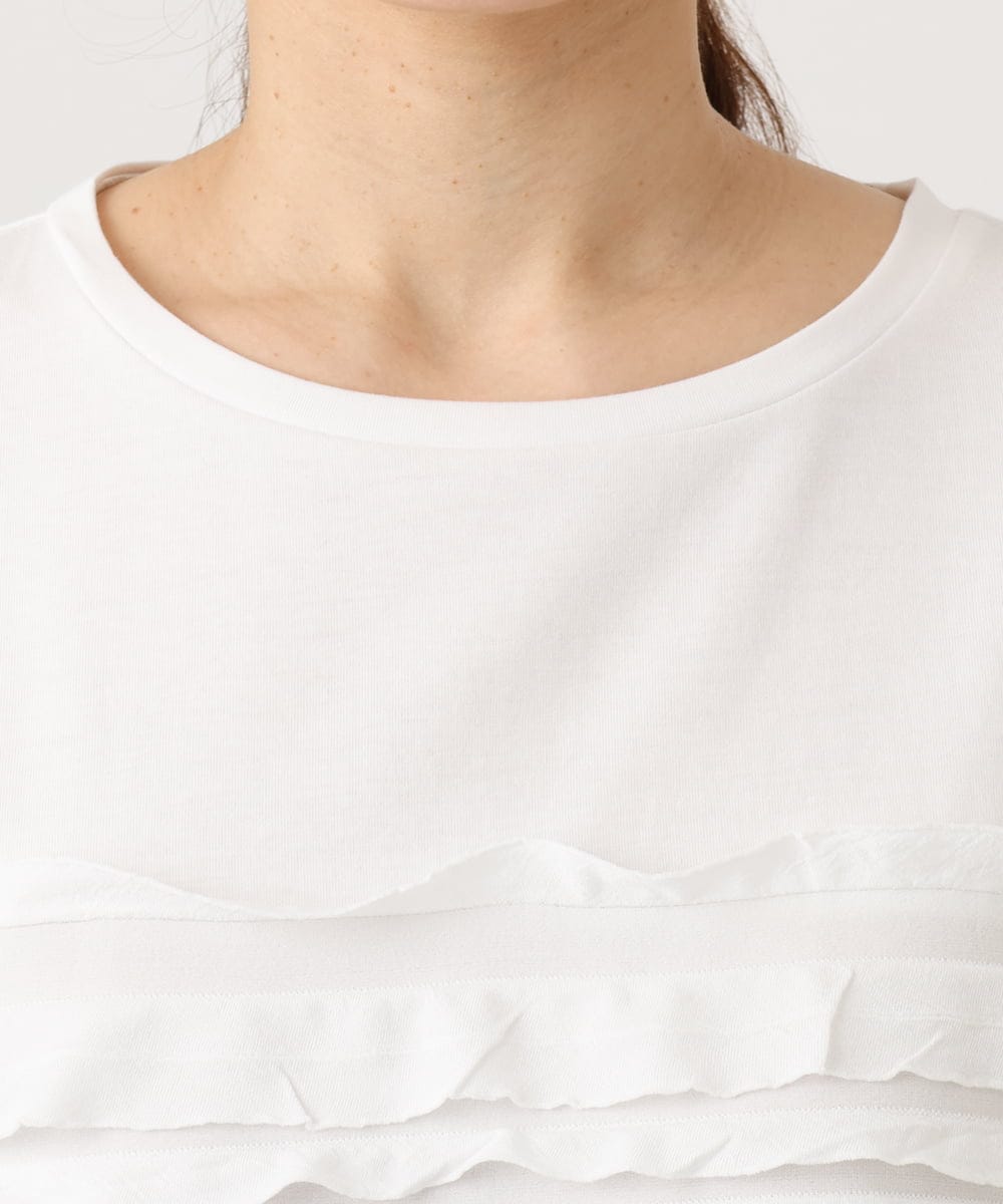 OLKED14099 eur3(エウルキューブ) 【WEB先行販売】【大きいサイズ】フリルジャージートップス ホワイト