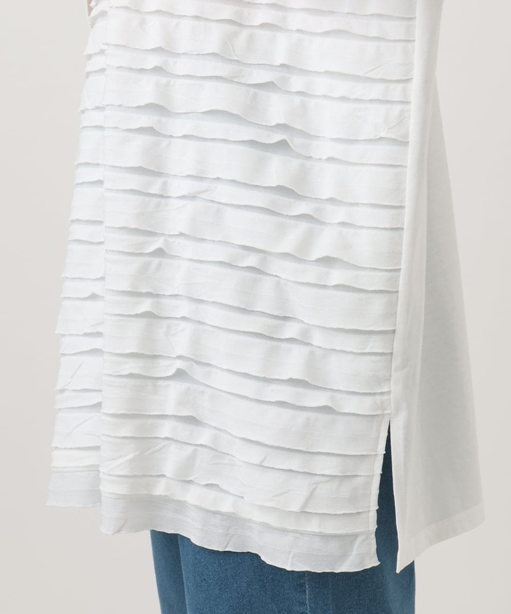 OLKED14099 eur3(エウルキューブ) 【WEB先行販売】【大きいサイズ】フリルジャージートップス ホワイト