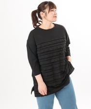 OLKED14099 eur3(エウルキューブ) 【WEB先行販売】【大きいサイズ】フリルジャージートップス ブラック