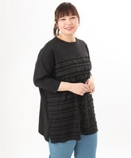 OLKED14099 eur3(エウルキューブ) 【WEB先行販売】【大きいサイズ】フリルジャージートップス ブラック