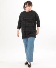 OLKED14099 eur3(エウルキューブ) 【WEB先行販売】【大きいサイズ】フリルジャージートップス ブラック