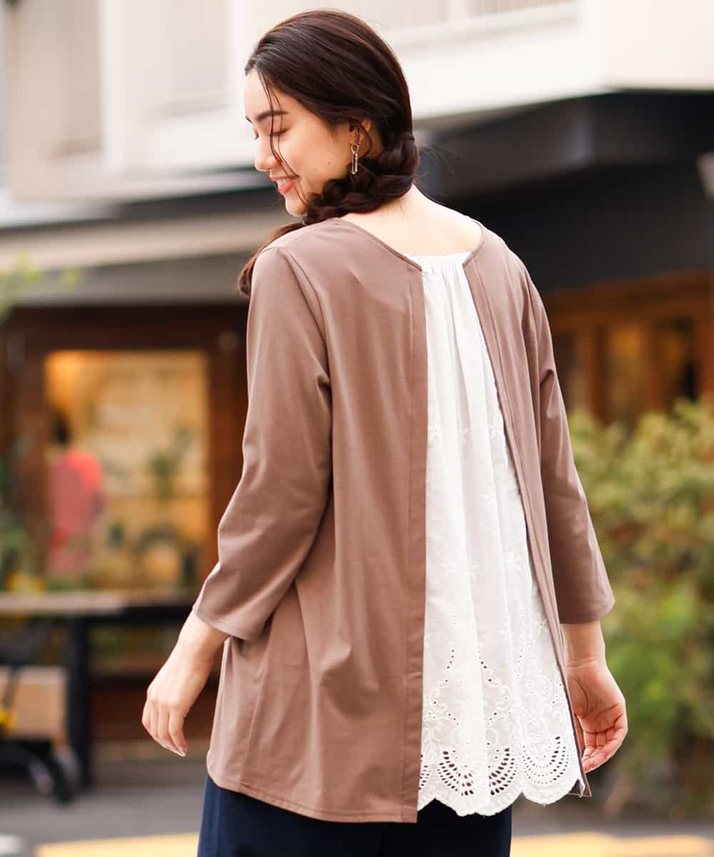 Eur3 エウルキューブ Web先行販売 大きいサイズ バックシャン刺繍カットソー イトキンオンラインストア