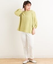 OLKES03070 eur3(エウルキューブ) 【大きいサイズ】ぽこぽこシャーリングカットソー ライトグリーン(30)