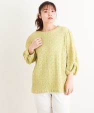 OLKES03070 eur3(エウルキューブ) 【大きいサイズ】ぽこぽこシャーリングカットソー ライトグリーン(30)