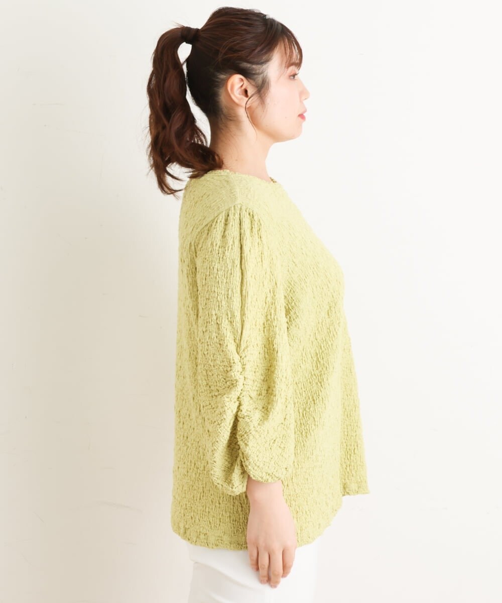 OLKES03070 eur3(エウルキューブ) 【大きいサイズ】ぽこぽこシャーリングカットソー ライトグリーン(30)