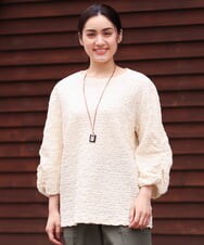 OLKES03070 eur3(エウルキューブ) 【大きいサイズ】ぽこぽこシャーリングカットソー アイボリー(80)