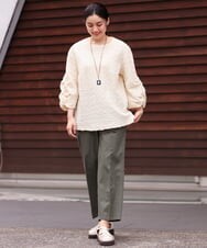 OLKES03070 eur3(エウルキューブ) 【大きいサイズ】ぽこぽこシャーリングカットソー アイボリー(80)