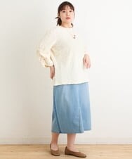 OLKES03070 eur3(エウルキューブ) 【大きいサイズ】ぽこぽこシャーリングカットソー アイボリー(80)
