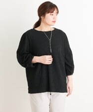 OLKES03070 eur3(エウルキューブ) 【大きいサイズ】ぽこぽこシャーリングカットソー ブラック(94)
