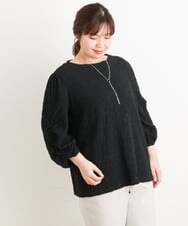OLKES03070 eur3(エウルキューブ) 【大きいサイズ】ぽこぽこシャーリングカットソー ブラック(94)
