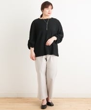 OLKES03070 eur3(エウルキューブ) 【大きいサイズ】ぽこぽこシャーリングカットソー ブラック(94)