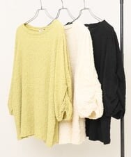 OLKES03070 eur3(エウルキューブ) 【大きいサイズ】ぽこぽこシャーリングカットソー ブラック(94)