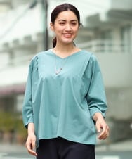 OLKES07070 eur3(エウルキューブ) 【大きいサイズ】袖タックカットソー ライトグリーン(30)
