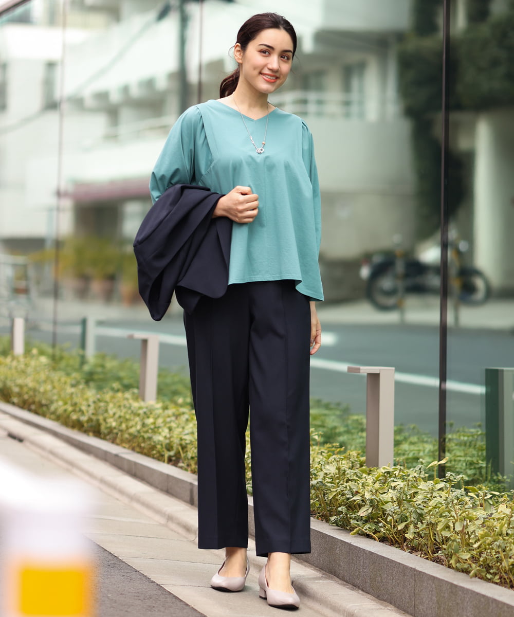 OLKES07070 eur3(エウルキューブ) 【大きいサイズ】袖タックカットソー ライトグリーン(30)