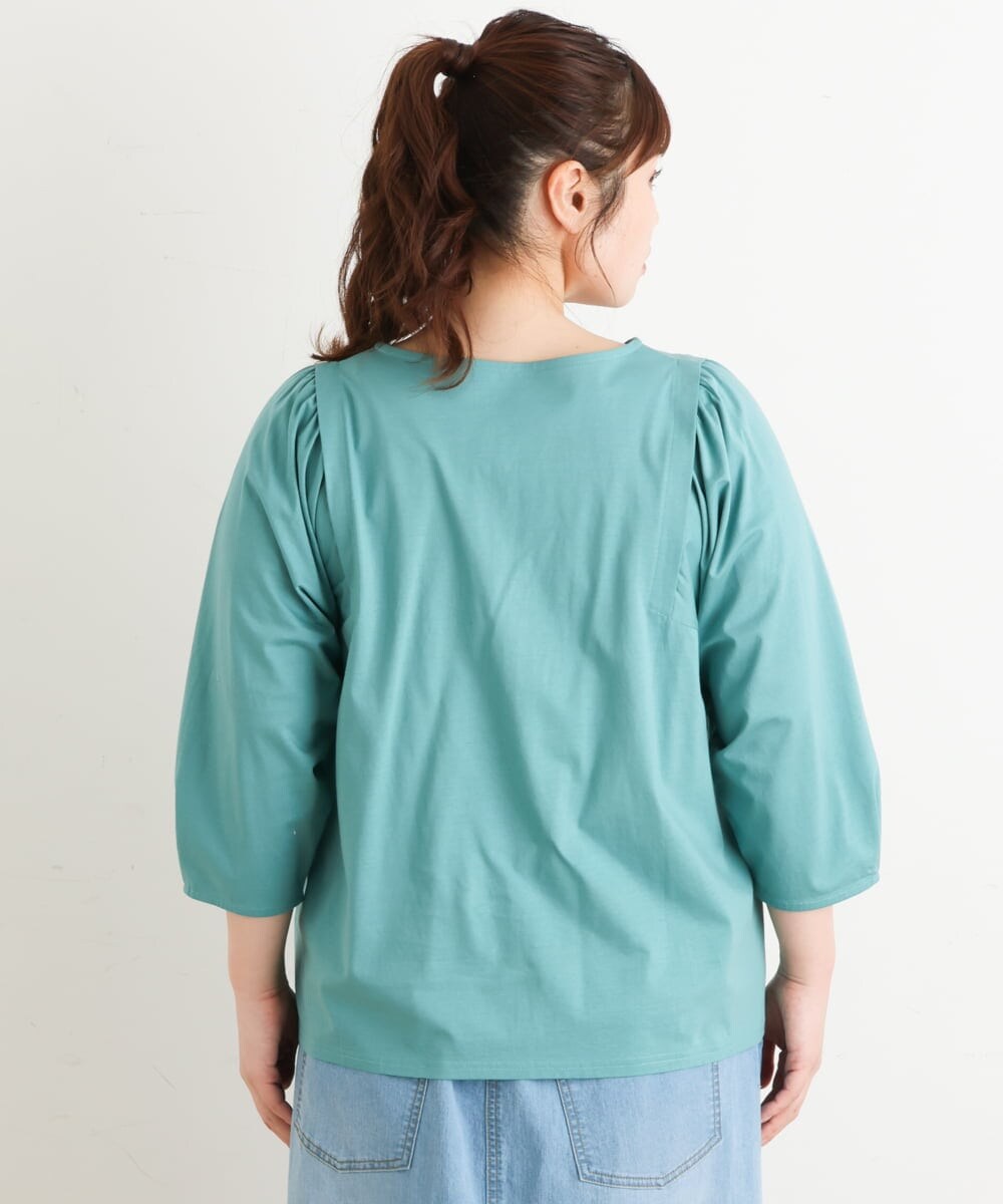 OLKES07070 eur3(エウルキューブ) 【大きいサイズ】袖タックカットソー ライトグリーン(30)