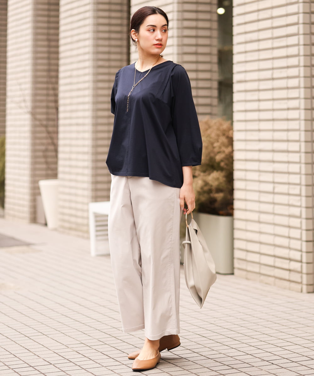 OLKES07070 eur3(エウルキューブ) 【大きいサイズ】袖タックカットソー ネイビー(57)