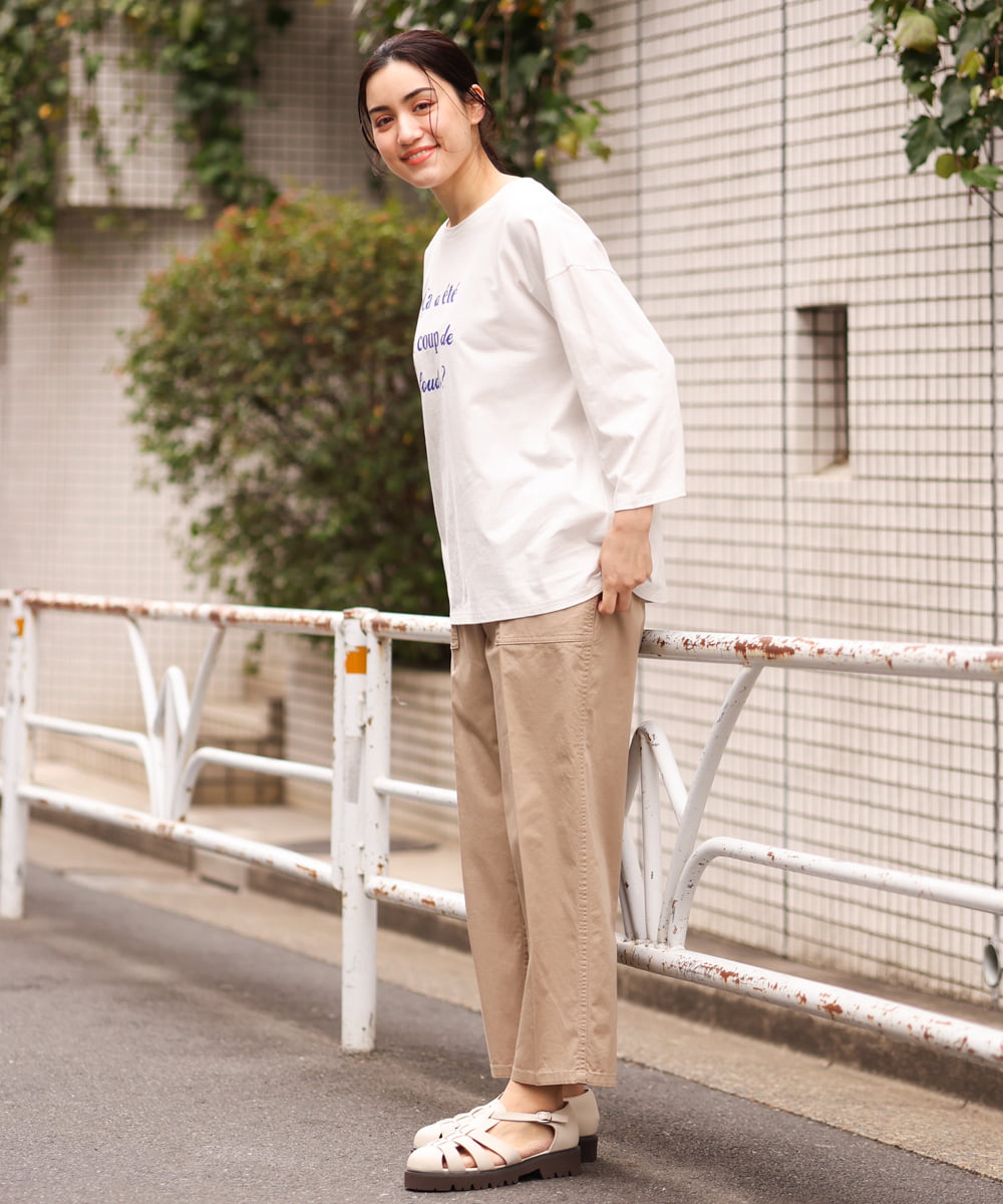 OLKES19060 eur3(エウルキューブ) 【大きいサイズ】ロゴプリントTシャツ ホワイト(90)