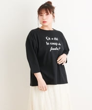 OLKES19060 eur3(エウルキューブ) 【大きいサイズ】ロゴプリントTシャツ ブラック(94)
