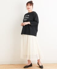 OLKES19060 eur3(エウルキューブ) 【大きいサイズ】ロゴプリントTシャツ ブラック(94)