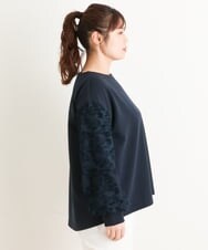 OLKES34070 eur3(エウルキューブ) 【大きいサイズ】異素材スリーブカットソー ネイビー(57)
