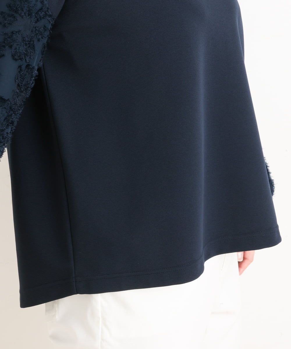 OLKES34070 eur3(エウルキューブ) 【大きいサイズ】異素材スリーブカットソー ネイビー(57)