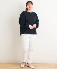 OLKES34070 eur3(エウルキューブ) 【大きいサイズ】異素材スリーブカットソー ネイビー(57)
