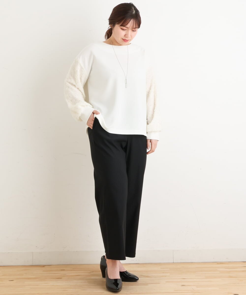 OLKES34070 eur3(エウルキューブ) 【大きいサイズ】異素材スリーブカットソー アイボリー(80)