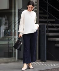 OLKES34070 eur3(エウルキューブ) 【大きいサイズ】異素材スリーブカットソー アイボリー(80)