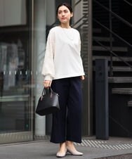 OLKES34070 eur3(エウルキューブ) 【大きいサイズ】異素材スリーブカットソー アイボリー(80)
