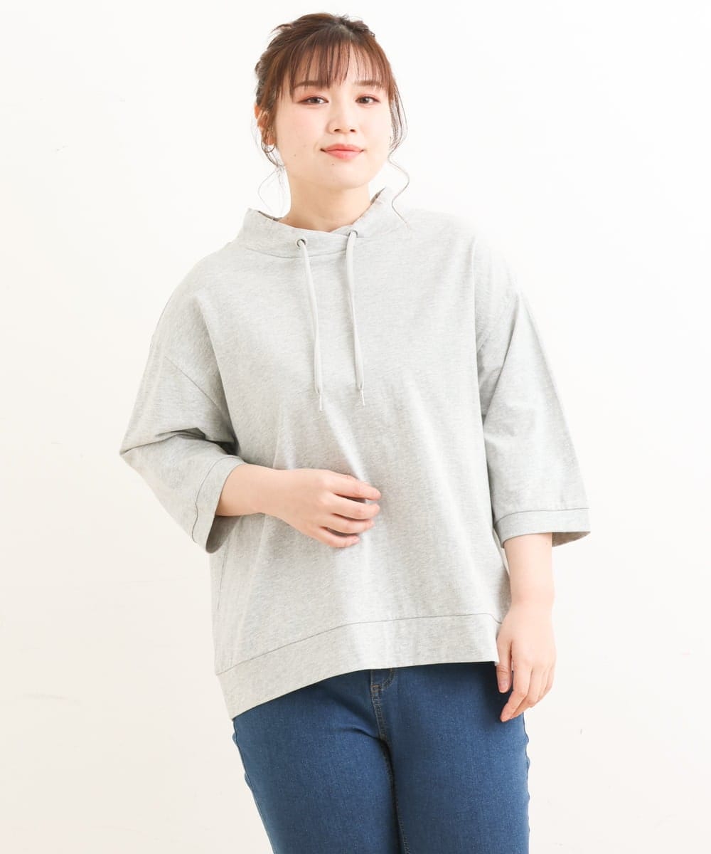 OLKES40070 eur3(エウルキューブ) 【大きいサイズ】フーディー風コットントップス グレー(92)