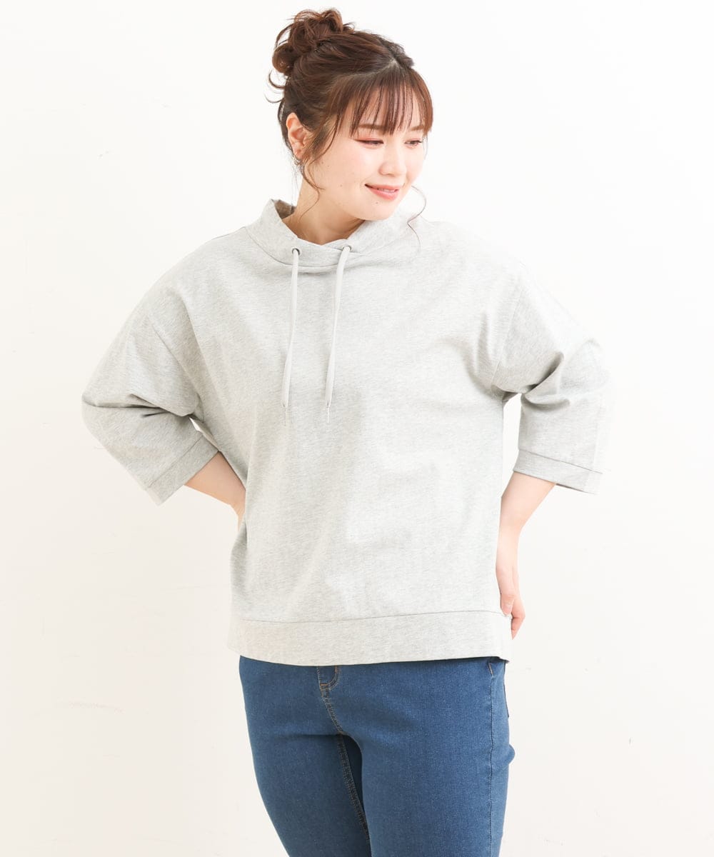 OLKES40070 eur3(エウルキューブ) 【大きいサイズ】フーディー風コットントップス グレー(92)