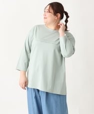 OLKEV11059 eur3(エウルキューブ) 【大きいサイズ】8分袖ロゴTシャツ ライトグリーン(30)