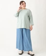 OLKEV11059 eur3(エウルキューブ) 【大きいサイズ】8分袖ロゴTシャツ ライトグリーン(30)