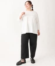 OLKEV11059 eur3(エウルキューブ) 【大きいサイズ】8分袖ロゴTシャツ ホワイト(90)