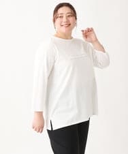 OLKEV11059 eur3(エウルキューブ) 【大きいサイズ】8分袖ロゴTシャツ ホワイト(90)