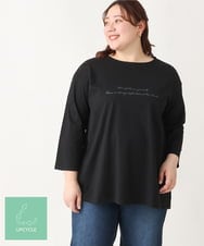 OLKEV11059 eur3(エウルキューブ) 【大きいサイズ】8分袖ロゴTシャツ ブラック(94)